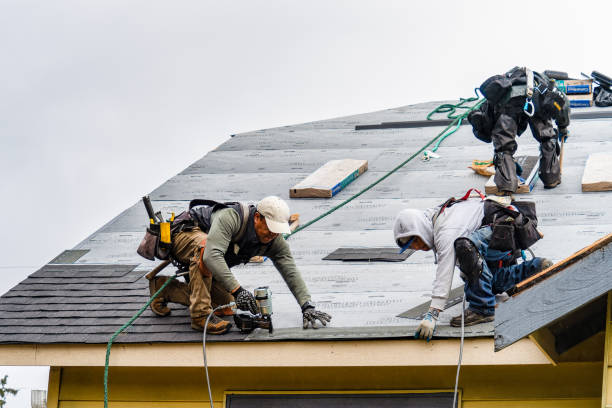 Professional Roofing technician working in Newton Highlands, MA